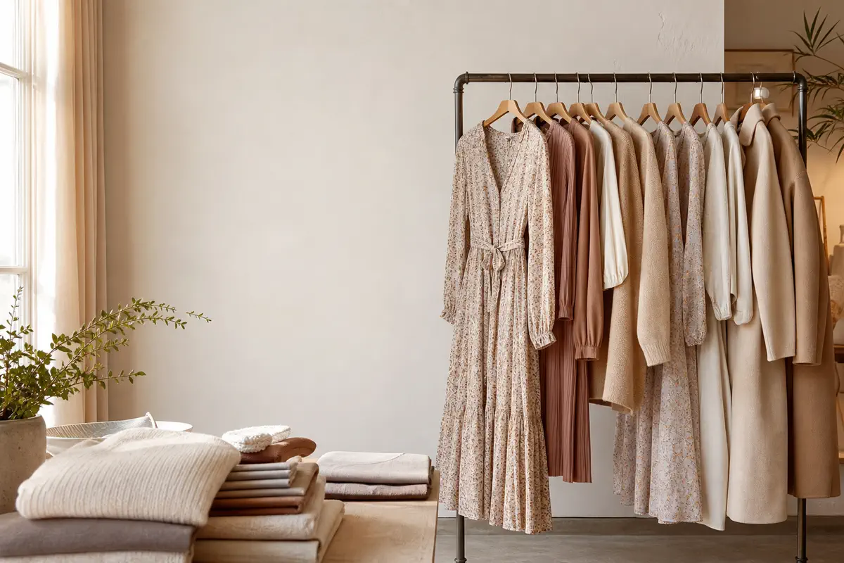 Curated rack of women's apparel for Sovalane catalog
