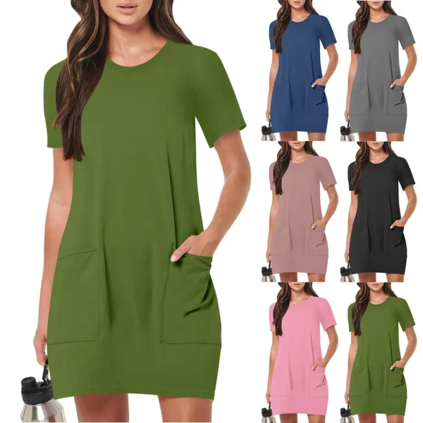 S6a678765cc624261b44050d7ff9bc593k.webp Women's Casual Short-Sleeve Dress with Pockets