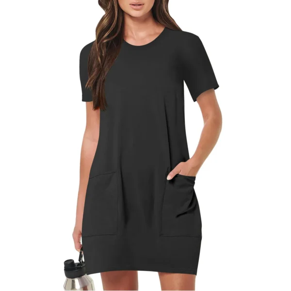 Sa3ae0e0a29744f398f9f26727600f99fG.webp Women's Casual Short-Sleeve Dress with Pockets