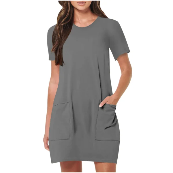 Sa840fe00670744649d714fd801849e6au.webp Women's Casual Short-Sleeve Dress with Pockets
