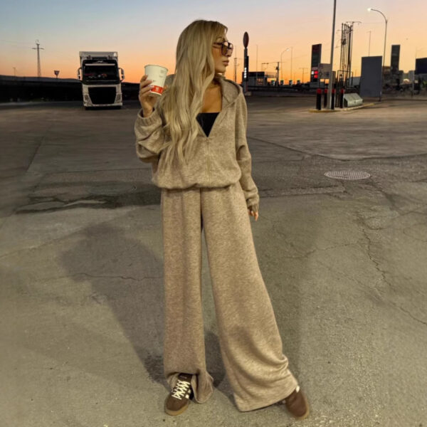 Hooded Top & Wide-Leg Pants Set